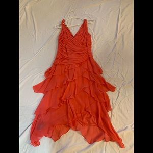 Sherbet orange layered dress with silk lining